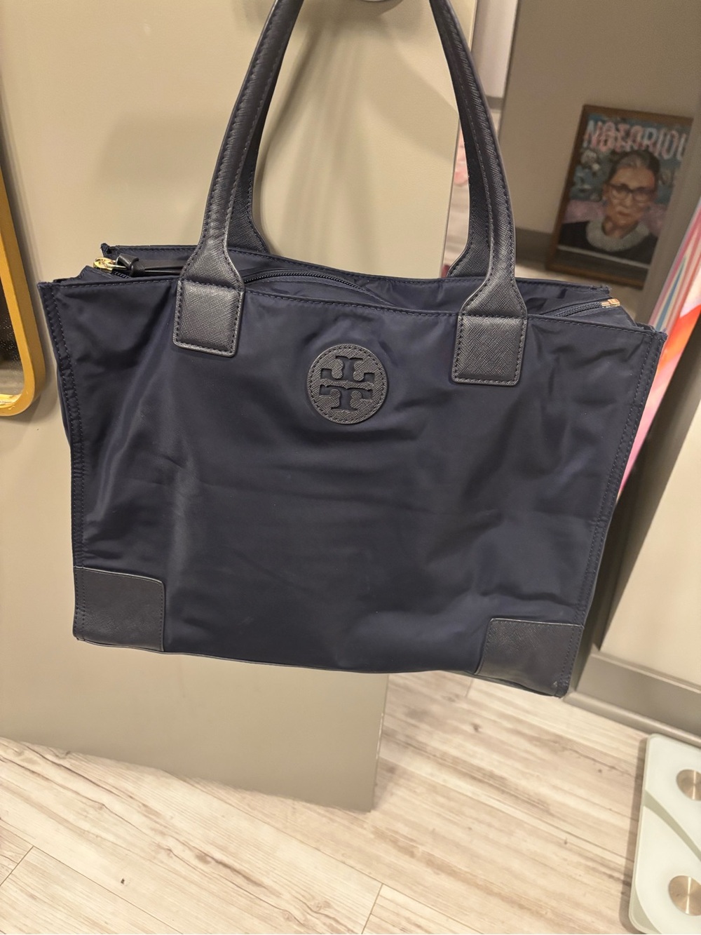 Tory Burch Navy Nylon Logo Messenger Bag